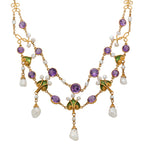 Amethyst Pearl and Green Enamel Necklace-Charlotte Sayers Antique Jewellery