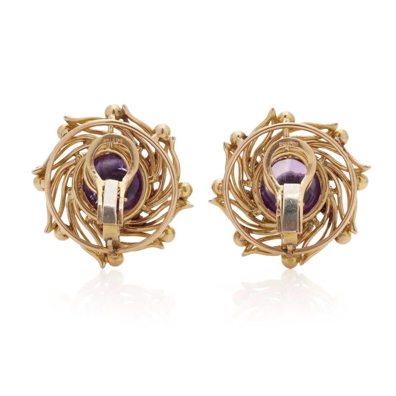 Amethyst and Diamond Clip Earrings-Charlotte Sayers Antique Jewellery