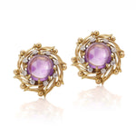 Amethyst and Diamond Clip Earrings-Charlotte Sayers Antique Jewellery