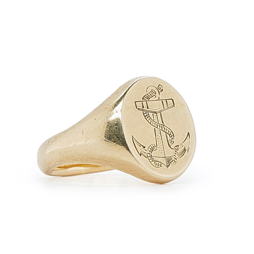 Anchor Signet Ring-Charlotte Sayers Antique Jewellery