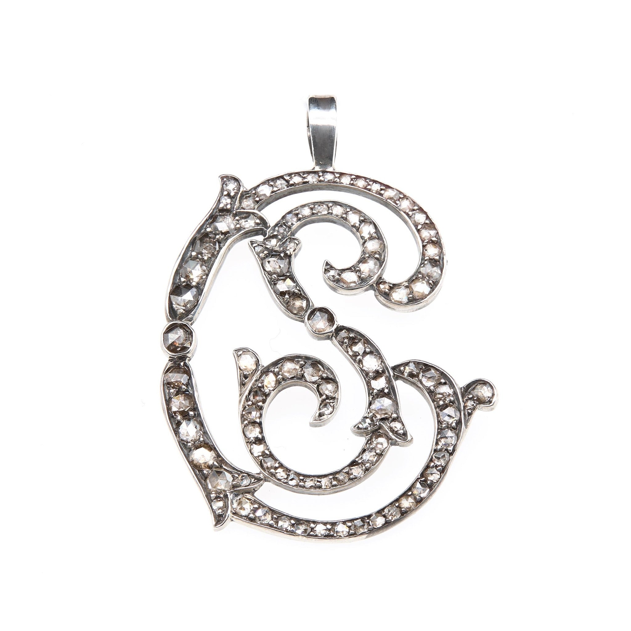 Antique 'CS' Diamond Pendant-Charlotte Sayers Antique Jewellery