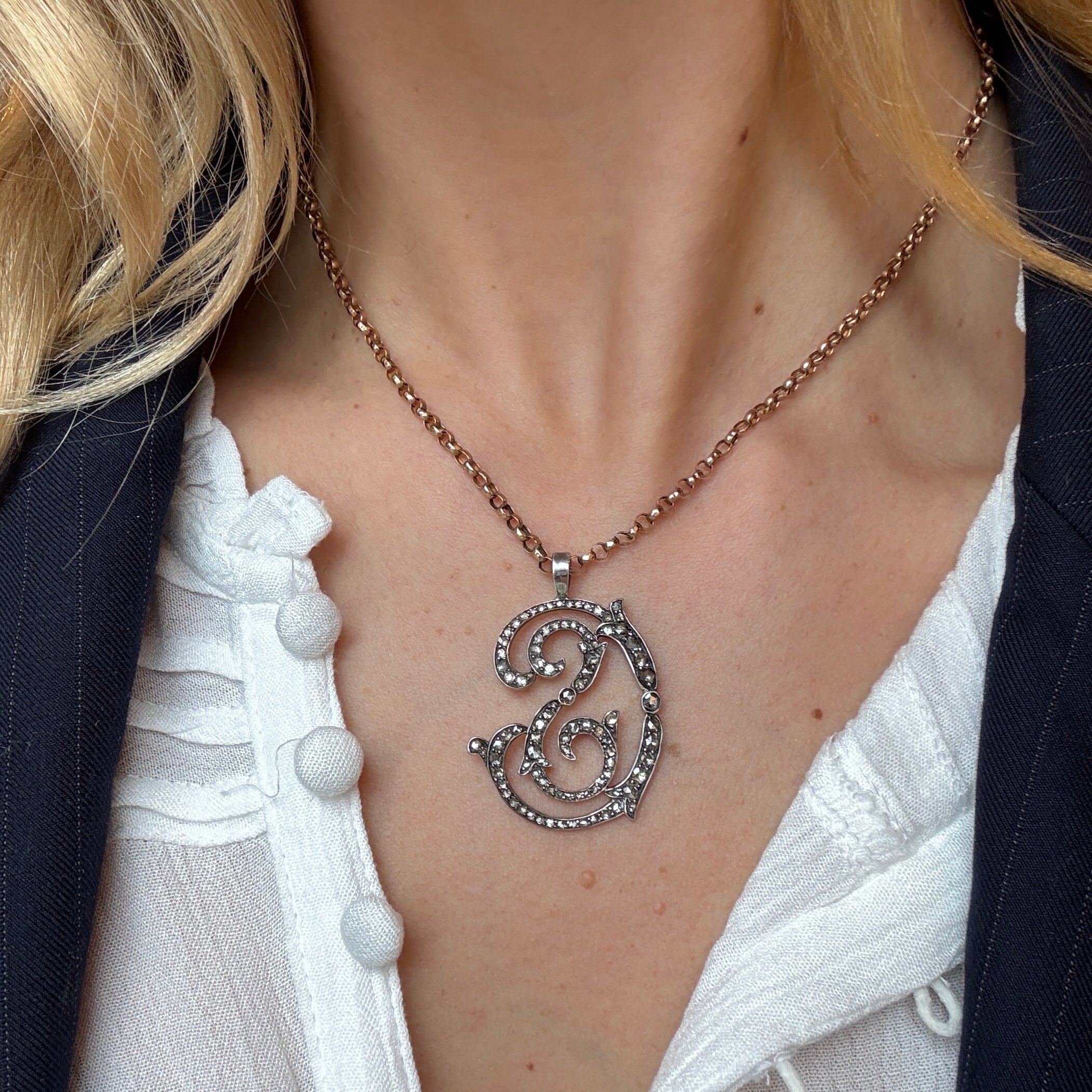 Antique 'CS' Initials Diamond Pendant-Charlotte Sayers Antique Jewellery