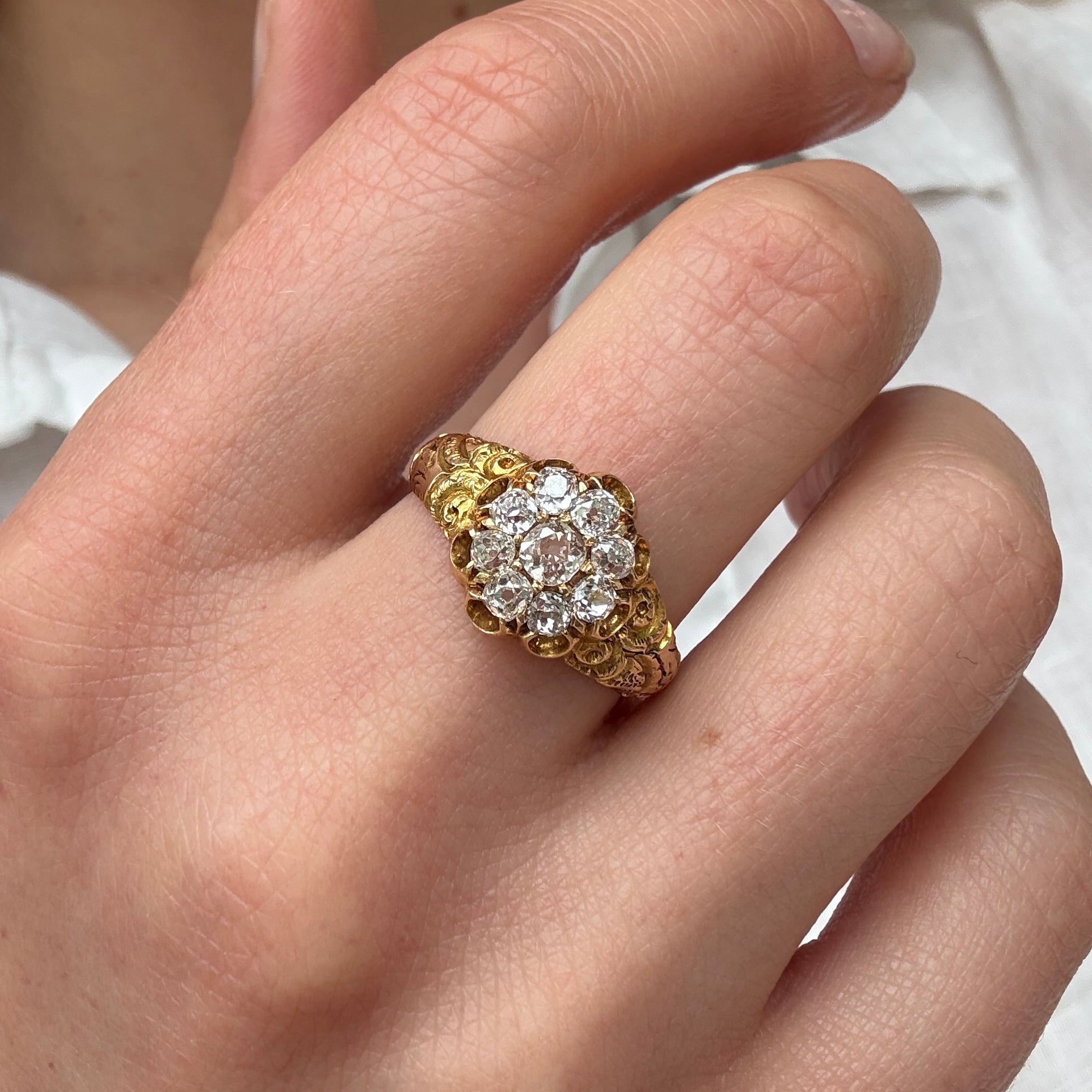 Antique Diamond Cluster Ring-Charlotte Sayers Antique Jewellery