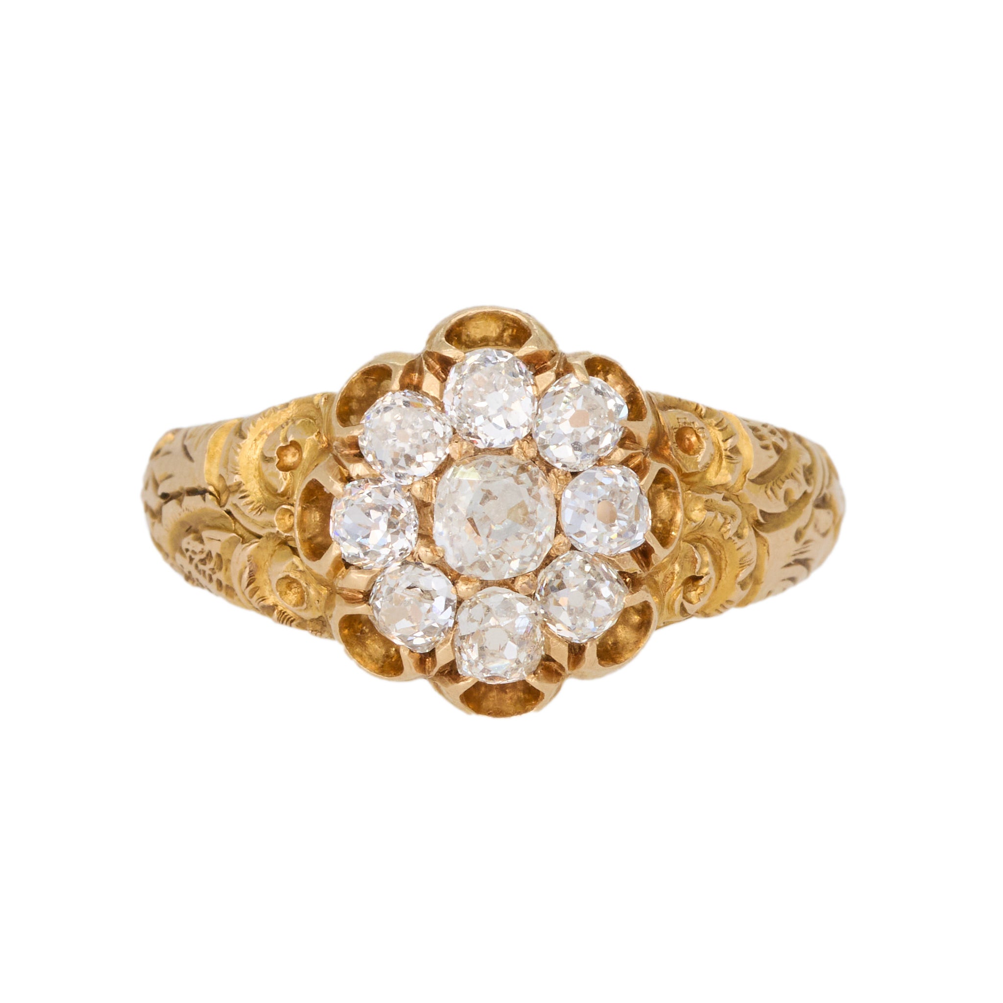 Antique Diamond Cluster Ring-Charlotte Sayers Antique Jewellery