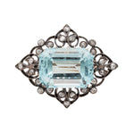 Aquamarine Diamond Brooch-Charlotte Sayers Antique Jewellery