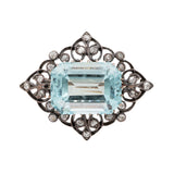 Aquamarine Diamond Brooch-Charlotte Sayers Antique Jewellery