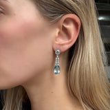 Aquamarine Diamond Drop Earrings-Charlotte Sayers Antique Jewellery
