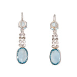 Aquamarine Diamond Drop Earrings-Charlotte Sayers Antique Jewellery