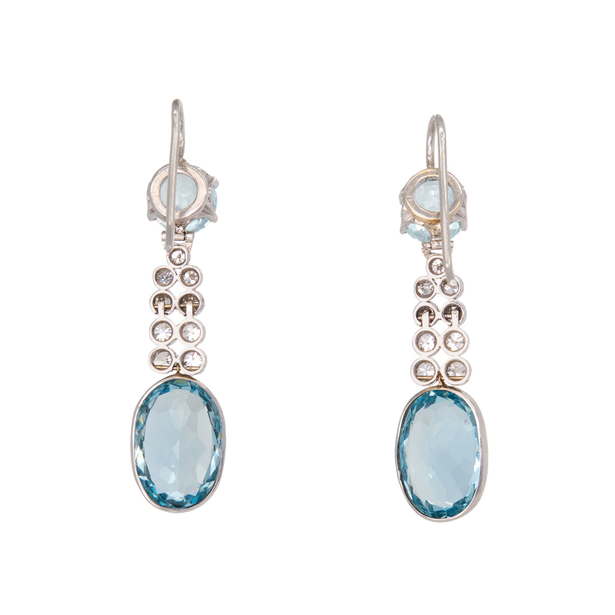 Aquamarine Diamond Drop Earrings-Charlotte Sayers Antique Jewellery
