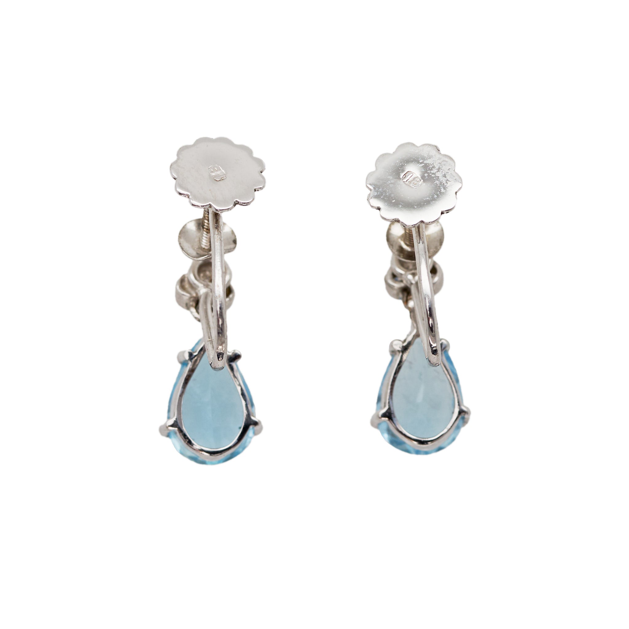 Aquamarine Diamond Drop Earrings-Charlotte Sayers Antique Jewellery