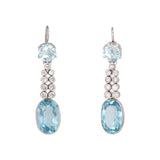 Aquamarine Diamond Drop Earrings-Charlotte Sayers Antique Jewellery