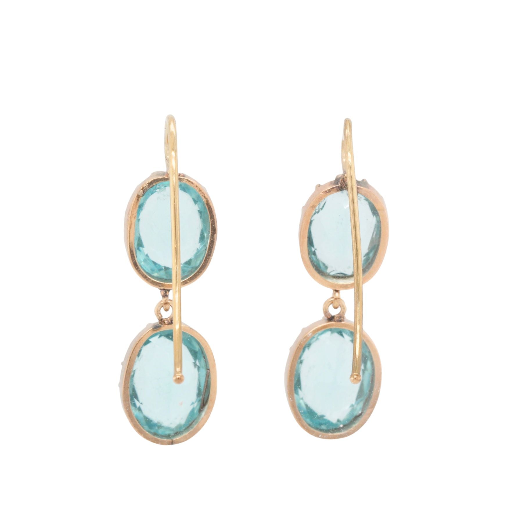 Aquamarine Paste Earrings-Charlotte Sayers Antique Jewellery