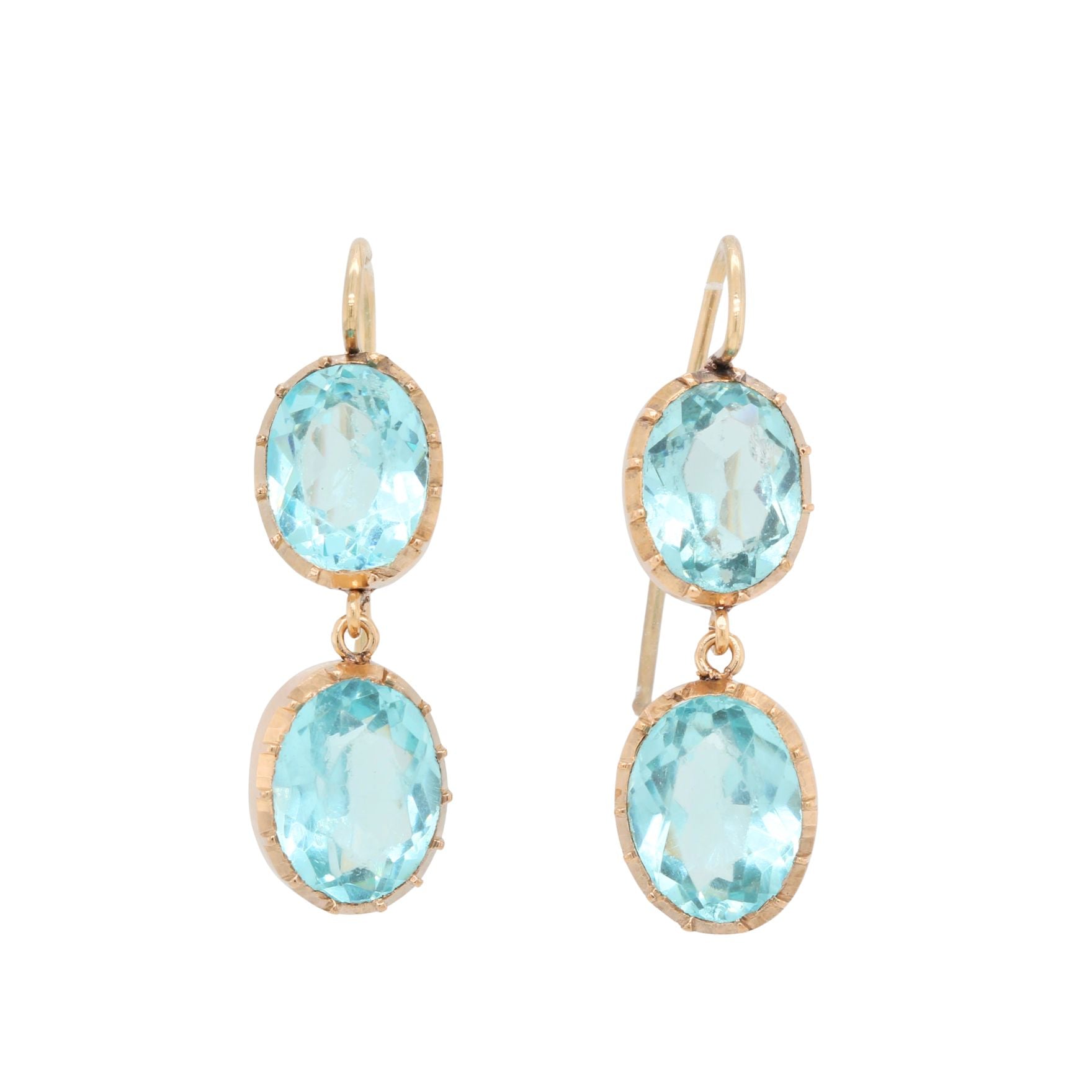 Aquamarine Paste Earrings-Charlotte Sayers Antique Jewellery