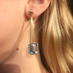 Aquamarine, Yellow Gold and Diamond Drop Earrings-Charlotte Sayers Antique Jewellery