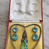 Aquamarine and Colourless Paste Silver Suite-Charlotte Sayers Antique Jewellery