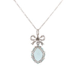 Aquamarine and Diamond Bow Pendant-Charlotte Sayers Antique Jewellery