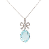 Aquamarine and Diamond Bow Pendant-Charlotte Sayers Antique Jewellery