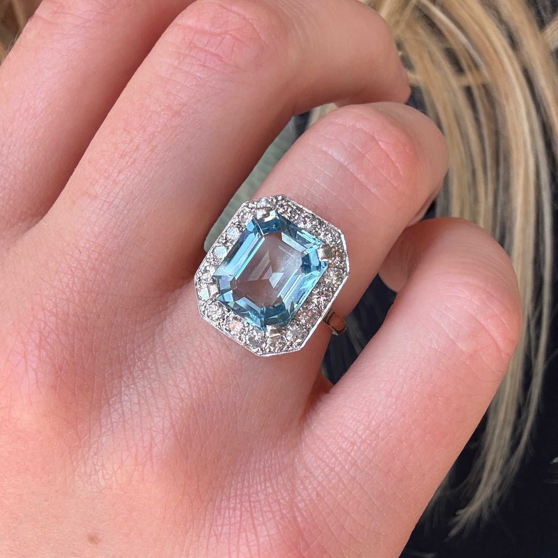 Aquamarine and Diamond Ring-Charlotte Sayers Antique Jewellery