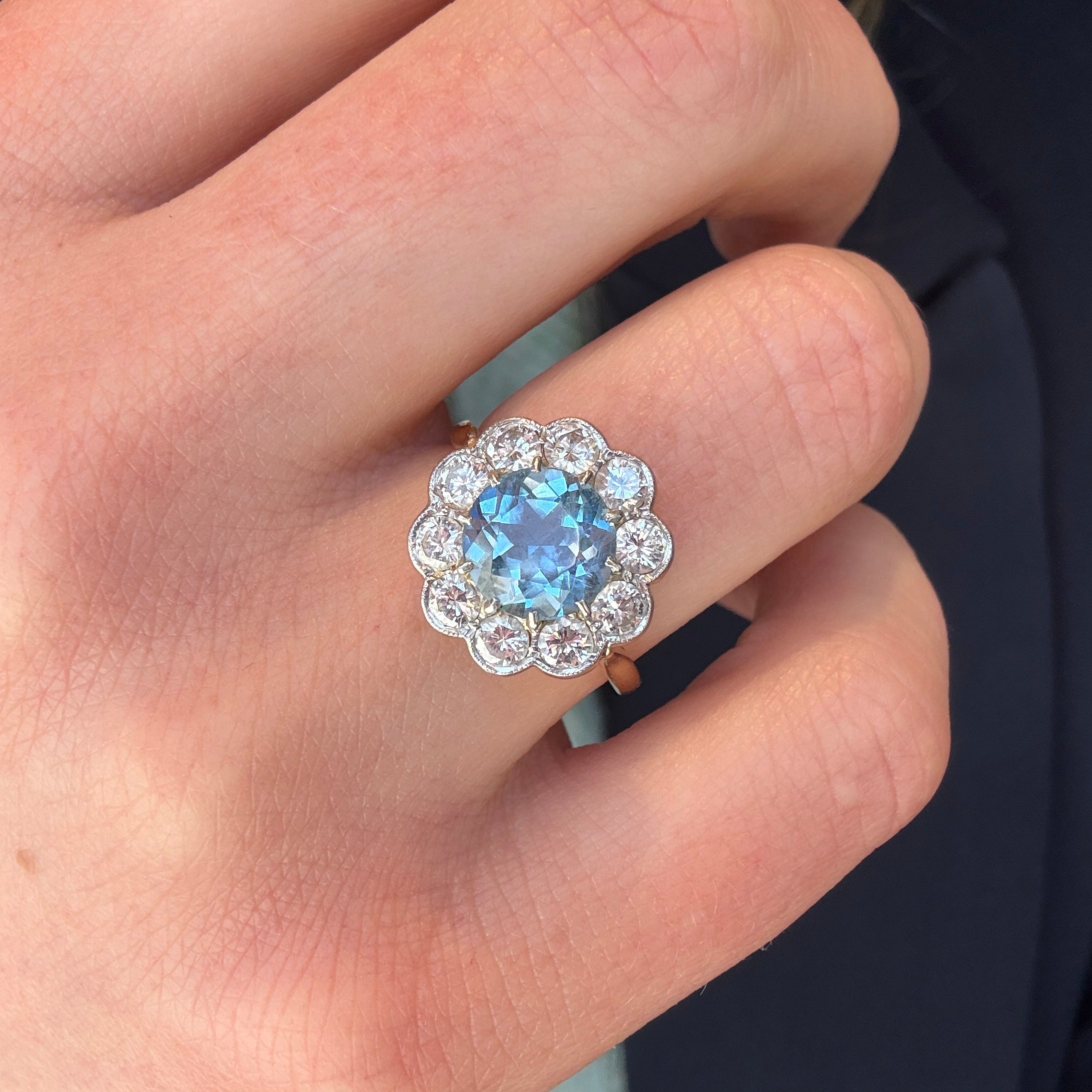 Aquamarine and Diamond Ring-Charlotte Sayers Antique Jewellery