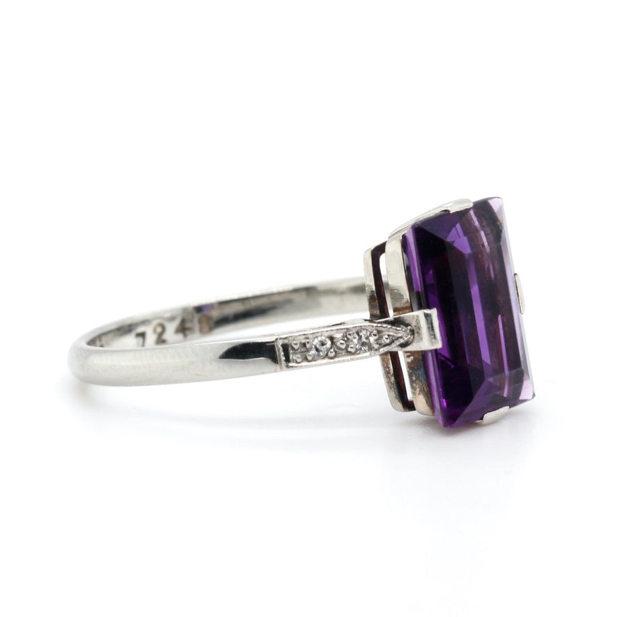 Art Deco Amethyst and Diamond Ring-Charlotte Sayers Antique Jewellery