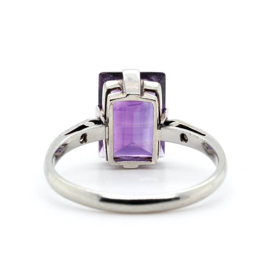 Art Deco Amethyst and Diamond Ring-Charlotte Sayers Antique Jewellery