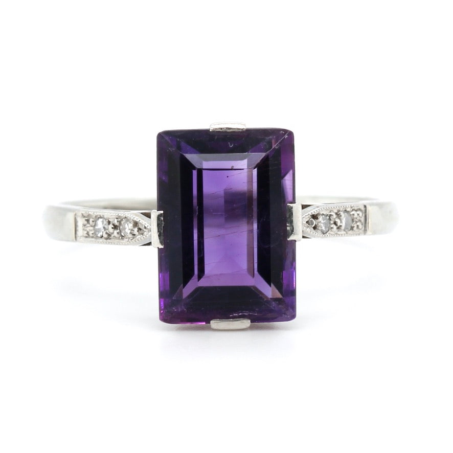 Art Deco Amethyst and Diamond Ring-Charlotte Sayers Antique Jewellery