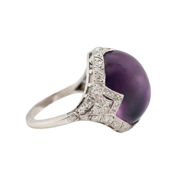 Art Deco Cabochon Amethyst Ring-Charlotte Sayers Antique Jewellery