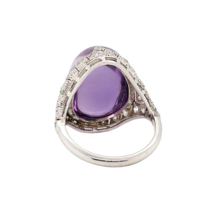 Art Deco Cabochon Amethyst Ring-Charlotte Sayers Antique Jewellery