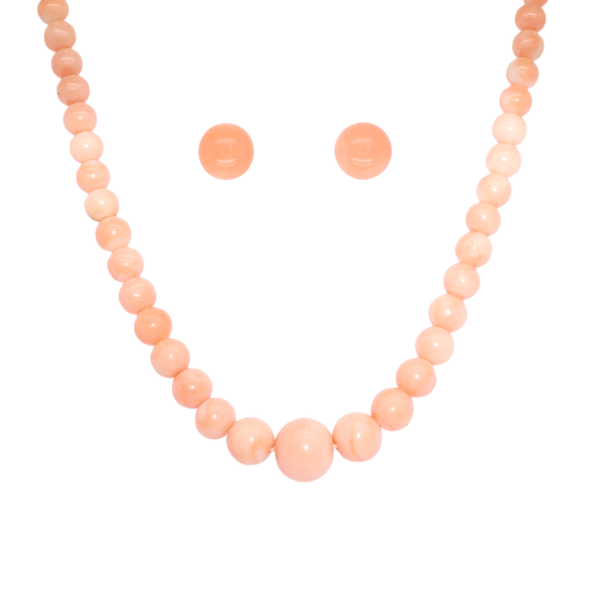 Art Deco Coral Necklace Earring Set-Charlotte Sayers Antique Jewellery