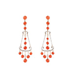 Art Deco Coral, Pearl and Diamond Drop Earrings-Charlotte Sayers Antique Jewellery