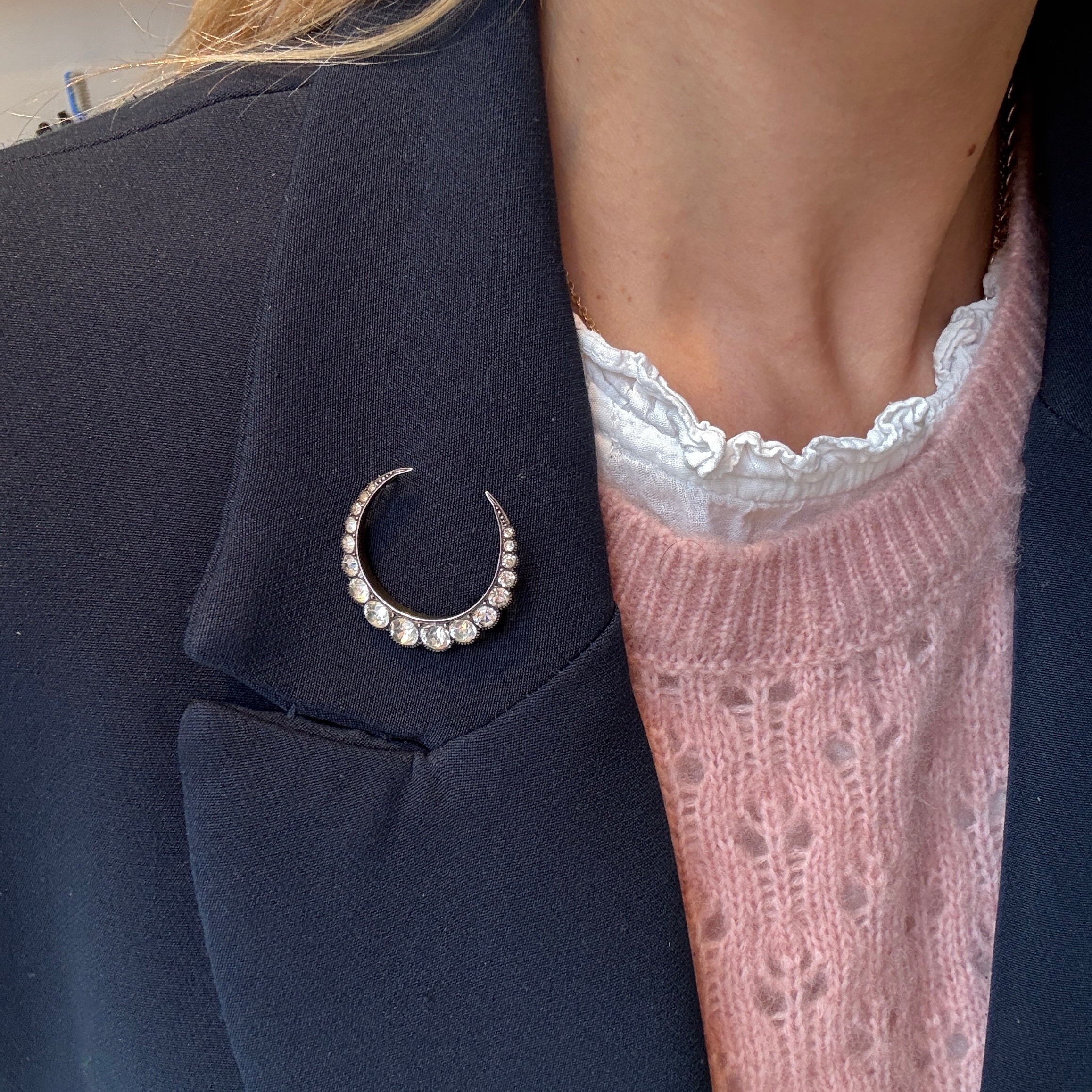 Art Deco Crescent Brooch-Charlotte Sayers Antique Jewellery