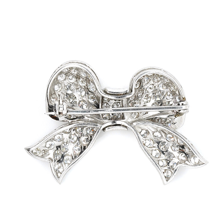 Art Deco Diamond Bow Brooch-Charlotte Sayers Antique Jewellery