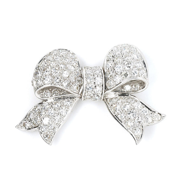 Broche Antique à Strass Noir Et Nœud - Bijou Vintage, Occasion, Métal Inconnu