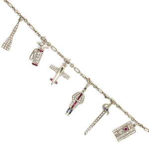 Art Deco Diamond Charm Bracelet-Charlotte Sayers Antique Jewellery