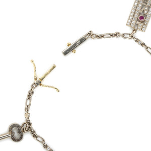 Art Deco Diamond Charm Bracelet-Charlotte Sayers Antique Jewellery