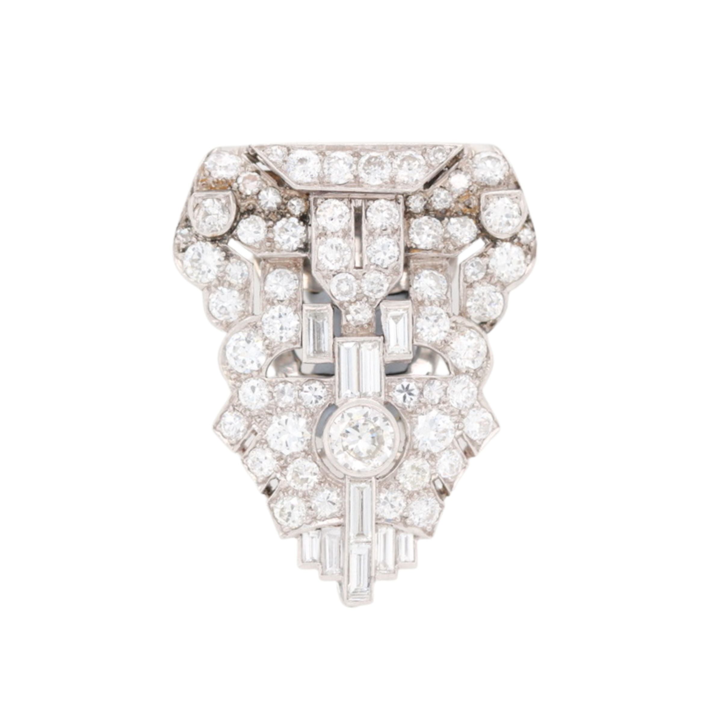 Art Deco Diamond Clip-Charlotte Sayers Antique Jewellery