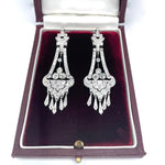 Art Deco Diamond Drop Earrings-Charlotte Sayers Antique Jewellery