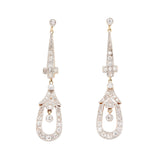 Art Deco Diamond Drop Earrings-Charlotte Sayers Antique Jewellery