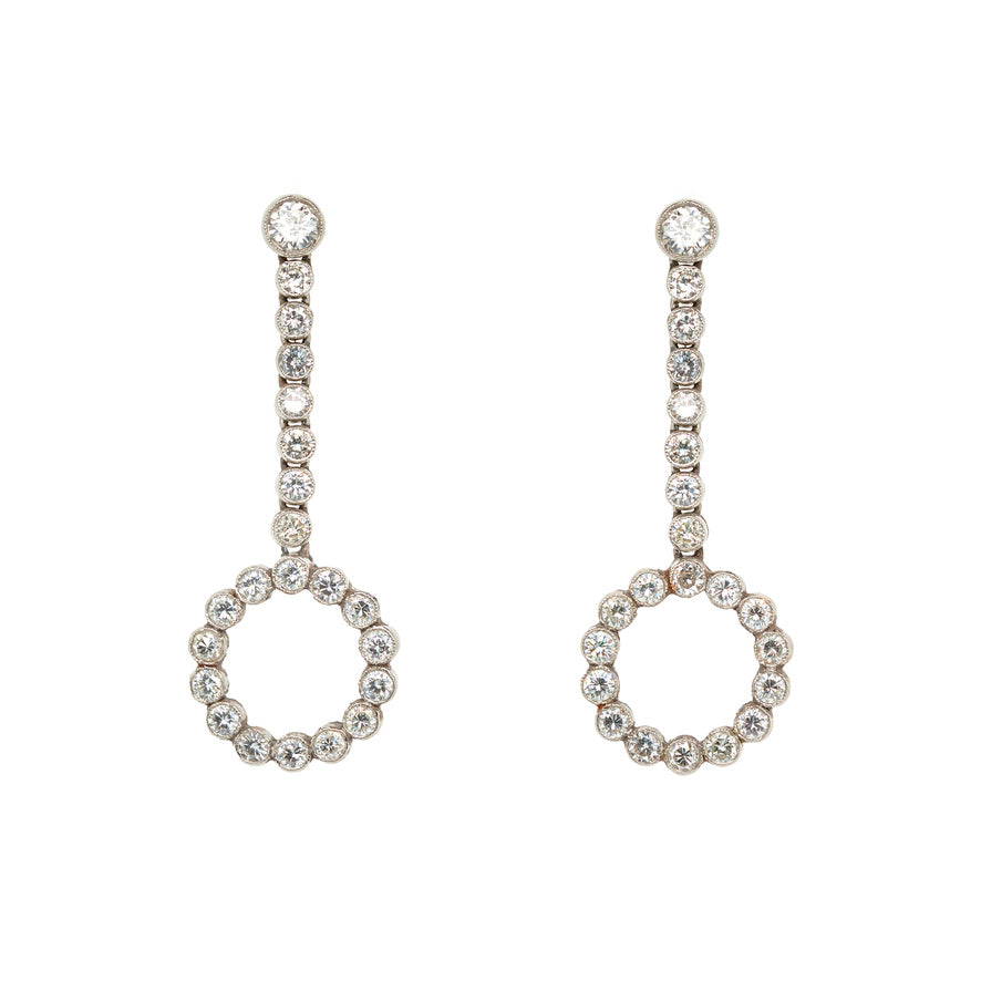 Art Deco Diamond Drop Earrings-Charlotte Sayers Antique Jewellery