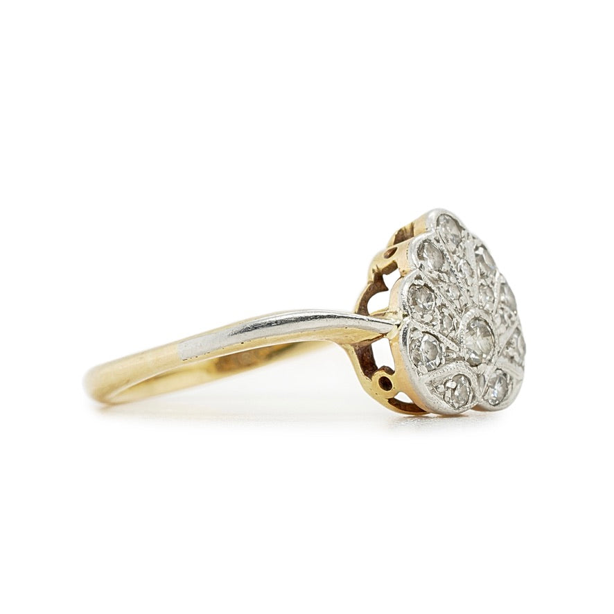 Art Deco Diamond Heart Shaped Ring-Charlotte Sayers Antique Jewellery