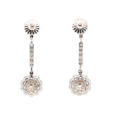 Art Deco Diamond and Pearl Drop Earrings-Charlotte Sayers Antique Jewellery