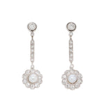 Art Deco Diamond and Pearl Drop Earrings-Charlotte Sayers Antique Jewellery