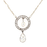 Art Deco Diamond and Pearl Pendant-Charlotte Sayers Antique Jewellery