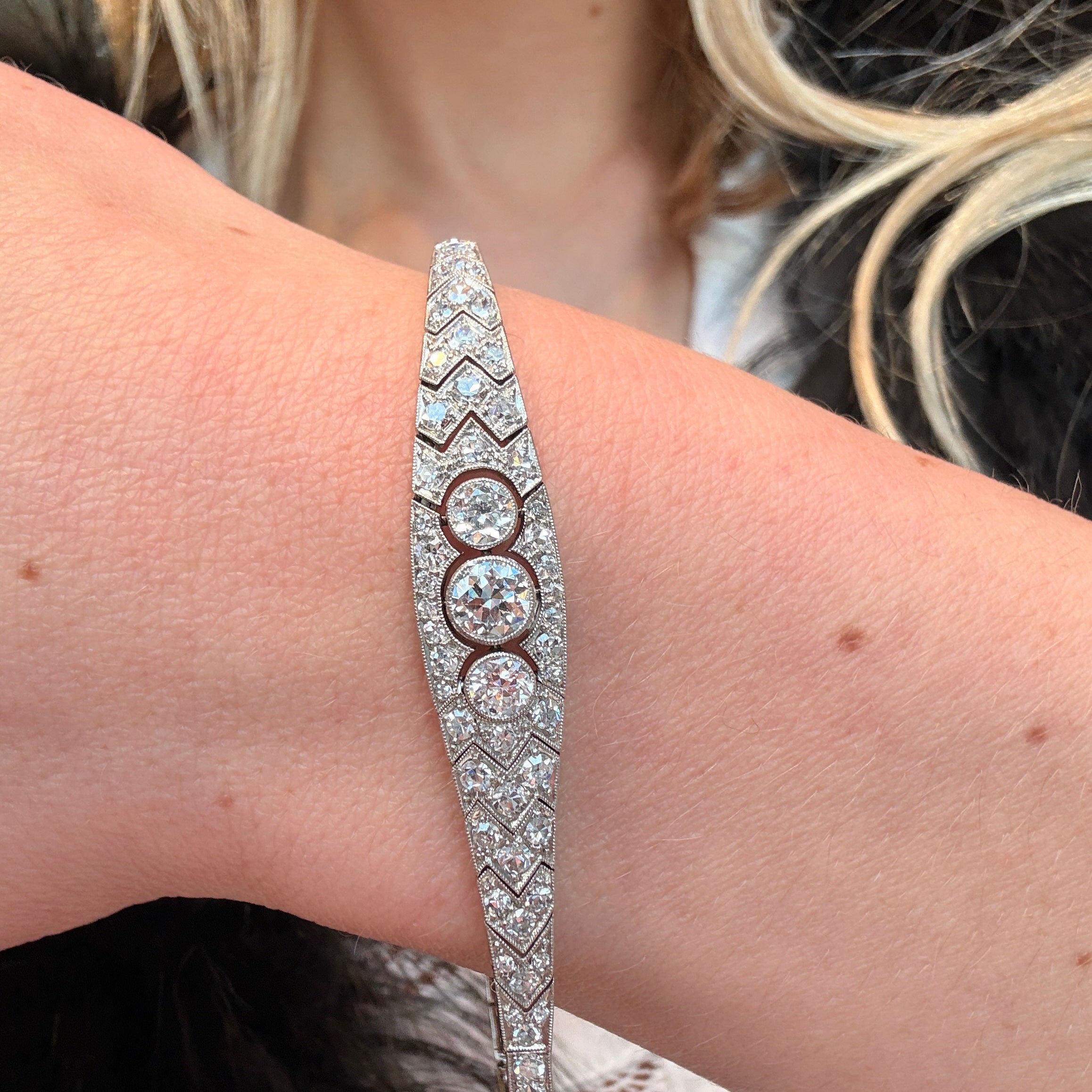 Art Deco Diamond and Platinum Bracelet-Charlotte Sayers Antique Jewellery