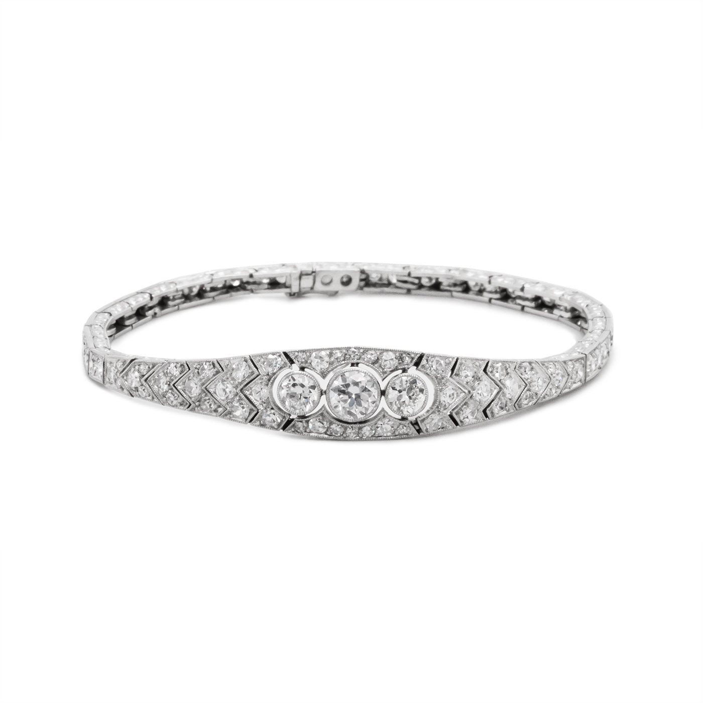 Art Deco Diamond and Platinum Bracelet-Charlotte Sayers Antique Jewellery