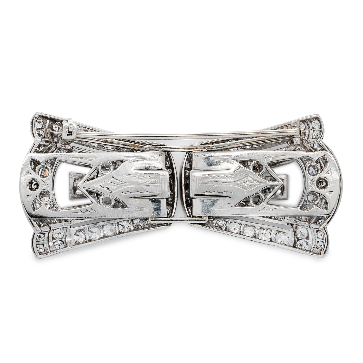 Art Deco Double Diamond Clip-Charlotte Sayers Antique Jewellery