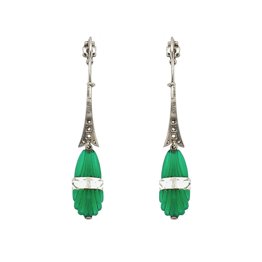 Art Deco Drop Earrings-Charlotte Sayers Antique Jewellery