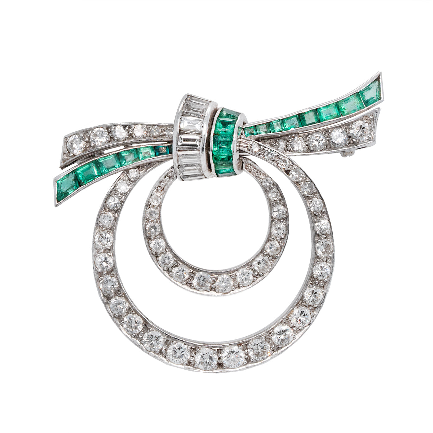 Art Deco Emerald and Diamond Brooch-Charlotte Sayers Antique Jewellery