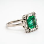 Art Deco Emerald and Diamond Ring-Charlotte Sayers Antique Jewellery