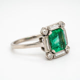 Art Deco Emerald and Diamond Ring-Charlotte Sayers Antique Jewellery